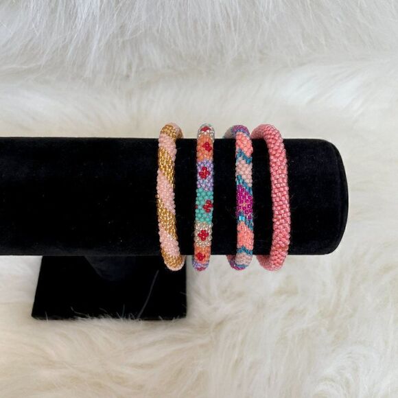 HAND CRAFTED in Nepal Beaded Bracelets (set of 4) PCH2 - Picture 4 of 4